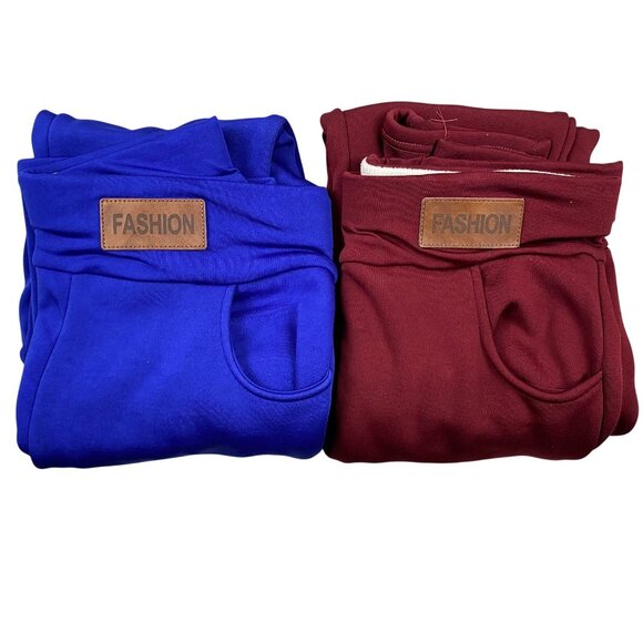 Fashion Branded Woman's Joggers In Maroon & Royal Blue XL Size Polyester Stretch - Picture 1 of 11